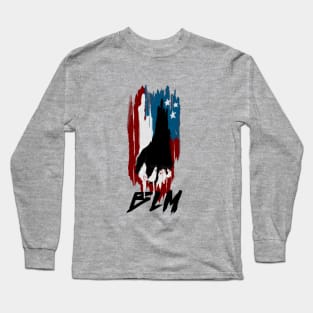 Holding Hands in Front of a Torn American Flag Oil Painting Long Sleeve T-Shirt